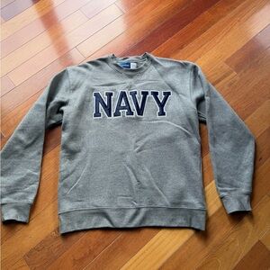 NAVY Appliqué Crewneck Sweatshirt - Gray